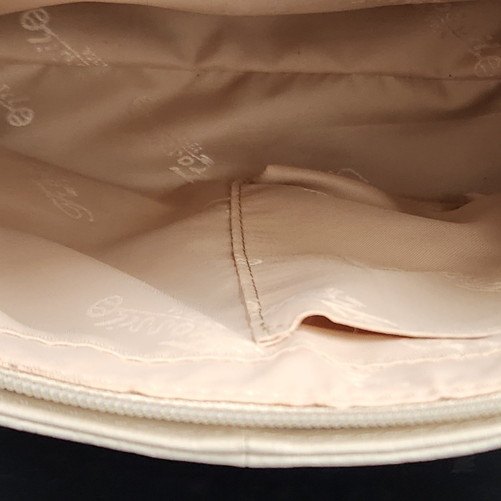 Fossil White Leather Handbag Tote | Tan Straps | Pebbled Leather Classic Stitch - Picture 5 of 11